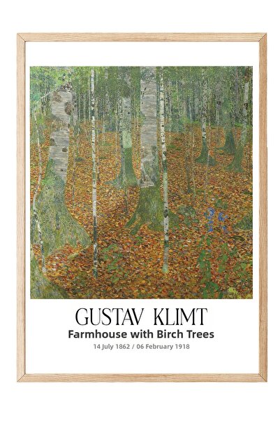 Postifull Gustav Klimt - Farmhouse with Birch Trees, Wooden Framed Painting, ...