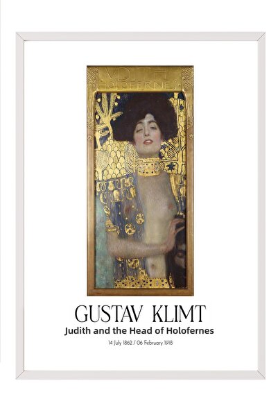 Postifull Gustav Klimt - Judith și capul lui Holofernes, Tablou înrămat alb, ...