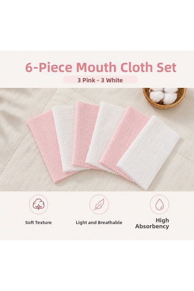 LUMY KIDS Set of 6 Pink and White Newborn Baby Mouth Wipes