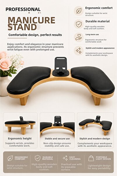 Fontenay Manicure Stand U Type Stand with Phone Holder - Nail, Hand & Arm Res...