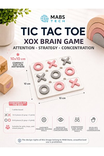 Mabs Tech Tic Tac Toe Xox Brain Game for Kids 10X10 cm – Educational Mini 3D ...