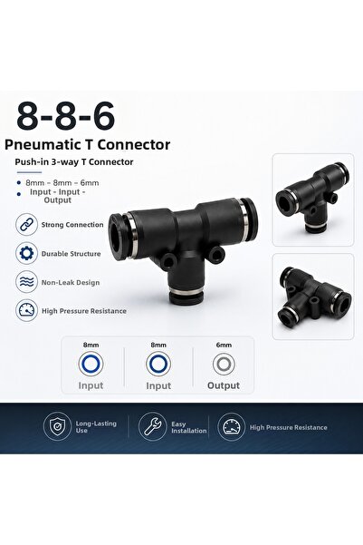 GENERAL 8-8-6 mm Pneumatic t Connection Fitting