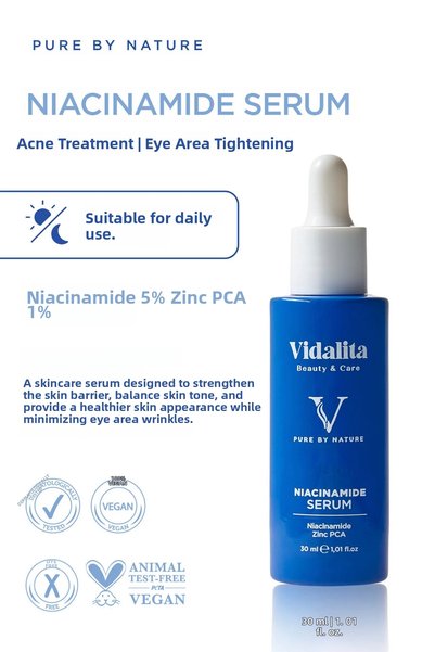 Vidalita Beauty & Care Squalene & Shea Butter Intensive Moisturizing Face Cream 50 ml + FREE 10% Niacinamide & Zinc PCA Serum 30 ml - Pore-Tightening, Anti-Dark Spot, and Sebum-Balancing Serum