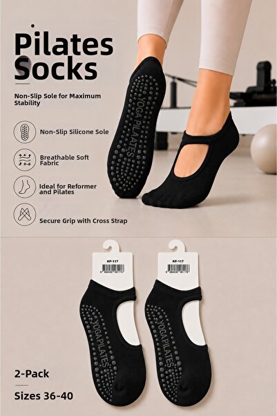 Hobins Sportswear & Company 2 чифта неплъзгащи се чорапи за пилатес и йога за...