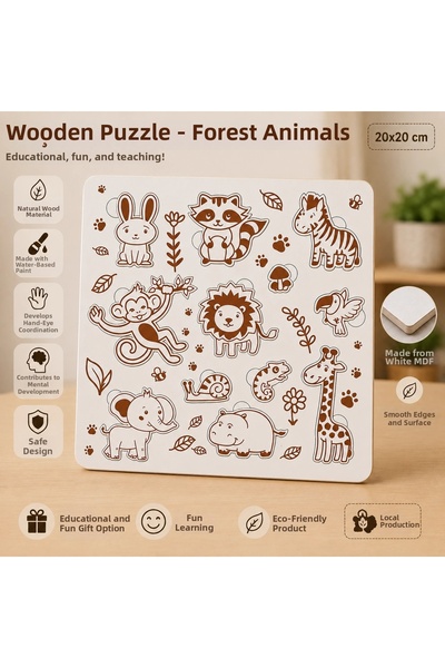 Reysa Tasarım Sea Friends Educational Wooden Puzzle – 20X20 cm Preschool Inte...