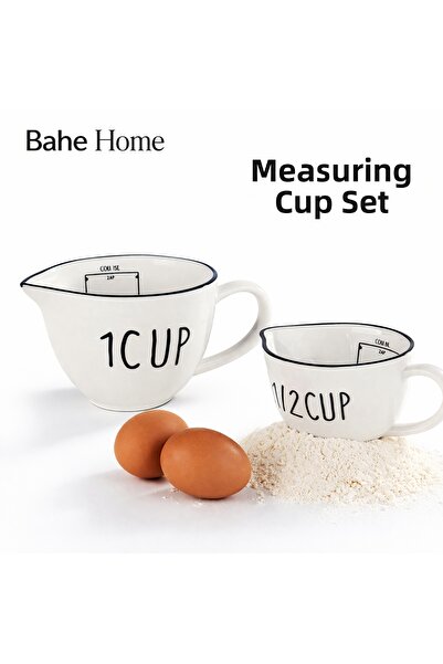 bahe home مجموعة أكواب قياس من السيراميك مكونة من قطعتين، أكواب قياس للمطبخ، ...