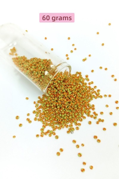 Generic Brand Bulk Glass Sand Beads (11/0) 2 mm - 60 Grams - Yellow Orange - ...