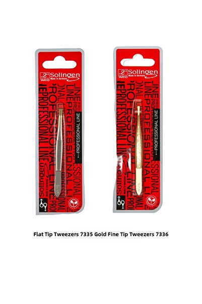 Solingen Flat Tip Tweezers 7335 and Gold Fine Tip Tweezers 7336