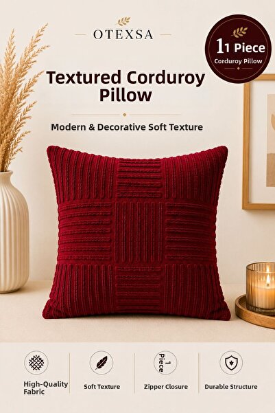 OTEXSA Embossed Patterned Soft Textured Decorative Throw Pillow Cover Burgund...