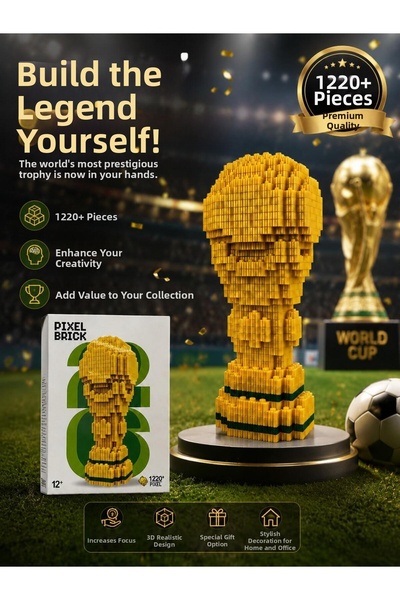 PONİKİDO 1220+ Pieces 3D Pixel Block Championship Trophy Building Kit