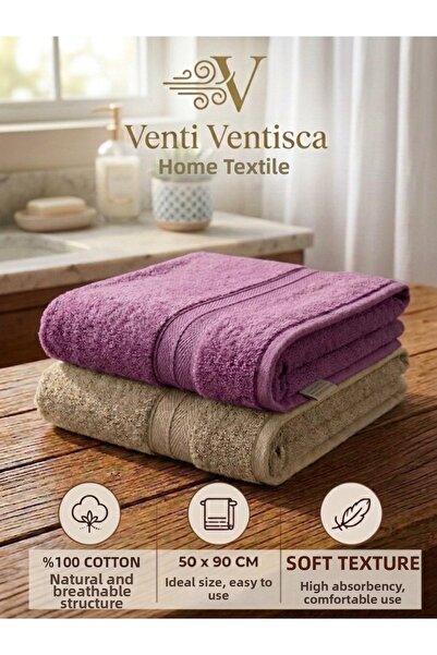 VENTİ VENTİSCA Şan Collection 100% Cotton 2 Pieces Floral Patterned 50 X 90 c...
