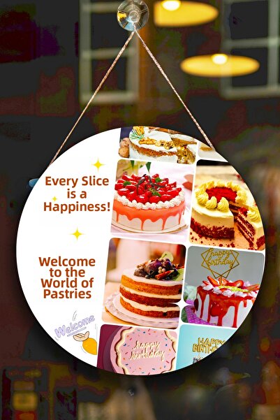 SHELİFE Cake Shop Hall Wall, Door, Single-Sided Hanging Board Welcome Sign, C...