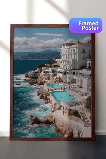 Postifull Sea and Building Poster, Brown Framed Poster, Old Money Series, No:...