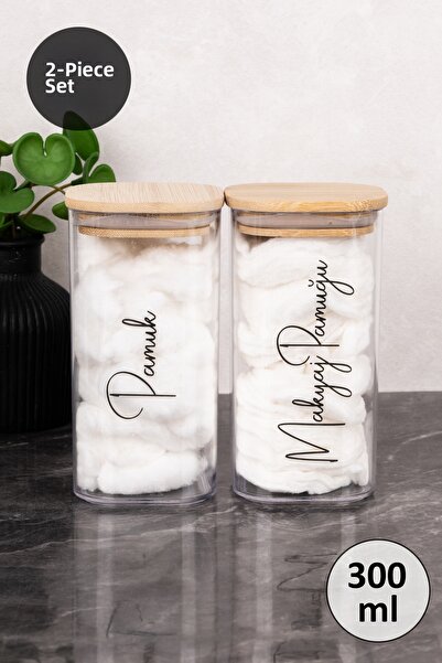 Dolkin Home Double Bamboo Lid Makeup Cotton - Cotton Labeled Transparent Mica...