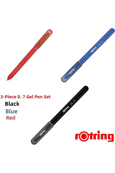 Rotring Gel Pen 0.7 Mm, 3 Colors Set, Black Blue Red