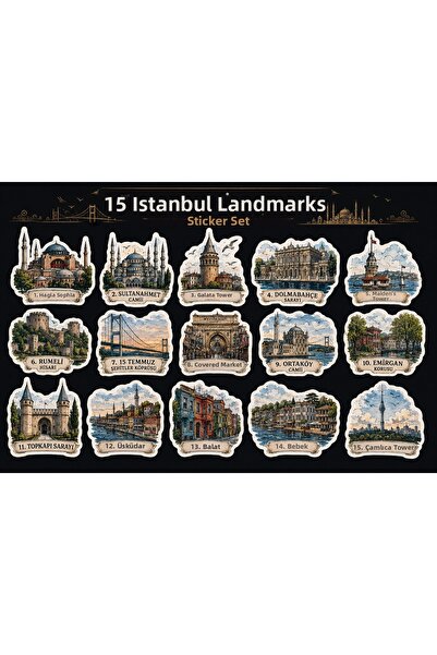 TELLGRAF مجموعة ملصقات بتصميم إسطنبول (21×30 سم، مجموعة واحدة)