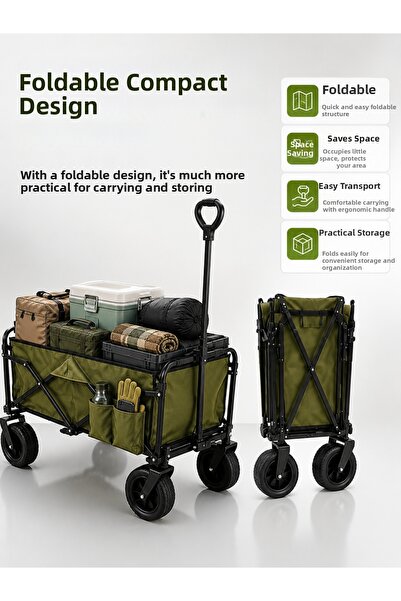 teknodayım Foldable Wagon Transport Cart with 130 kg Carrying Capacity