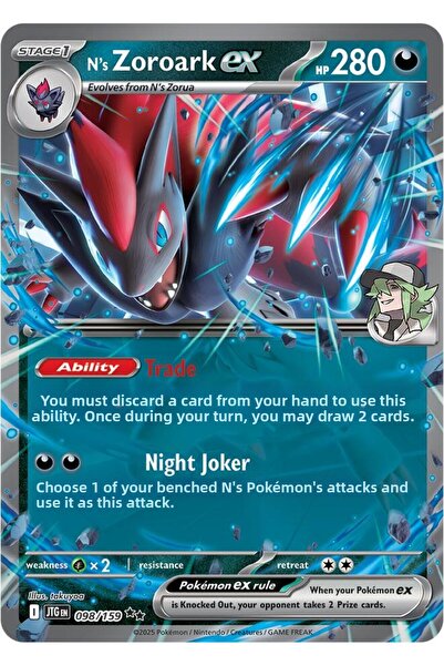 Pokemon TCG N's Zoroark Ex # 98 Pokemon Journey Together Original Card