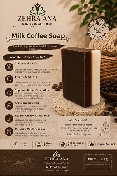 Zehra ana Milk Coffee Soap - Natural Handmade Beauty Soap 120Gr