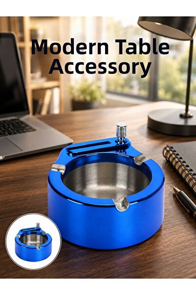 pınaxar Set scrumieră și brichetă metalice, design modern rotund, de ultimă g...