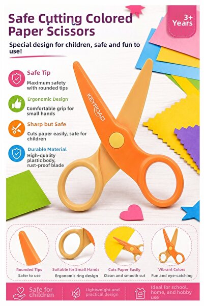 Artmaster Yellow Orange Paper Scissors 1 Piece Keyroad Plastic Blunt Tip Prot...