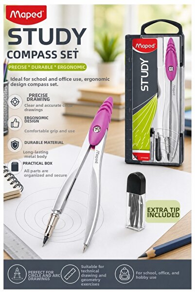 Artmaster Pink Metal Compass 1 Piece Maped 119450 Compass Set Technical Drawi...
