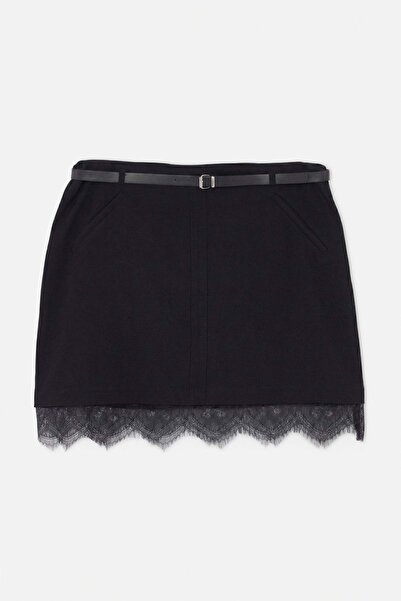 Trendyol Curve Black Woven Large Size Skirt