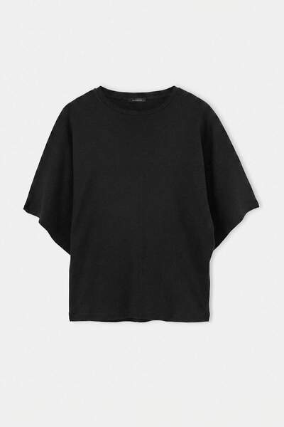 Trendyol Collection Tricou negru oversize/cu croială largă, cu mânecă scurtă,...