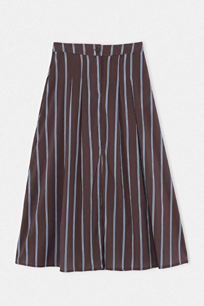 Trendyol Collection Brown Pleated Detailed Long Skirt