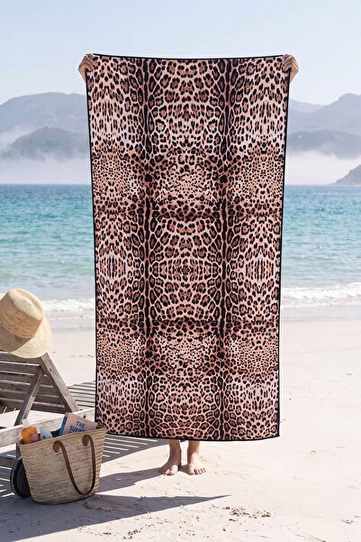 TRENDYOLMİLLA HOME Leopard Patterned Printed Beach Towel 70X140Cm Tphss26Ph00005