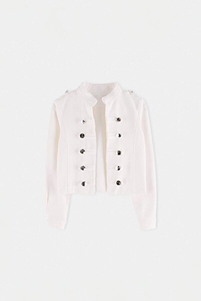 TRENDYOLKIDS Ecru Girls' Denim Jacket