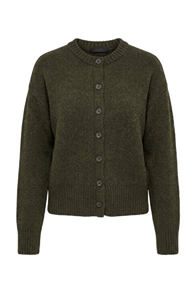 Trendyol Collection Wardrobe Essentials سترة تريكو أساسية من الصوف الكاكي برق...