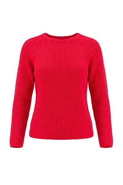 Trendyol Collection Wardrobe Essentials Red Raglan Sleeve Cotton Basic Knitwe...