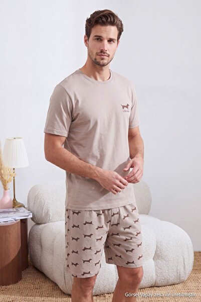 Trendyol Collection Vizon Regular Fit Dog Printed 100% Cotton Summer Knitted ...