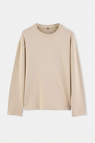 Trendyol Collection Stone Oversize/Relaxed Fit Basic Sweathirt Tmnaw27Sw00024