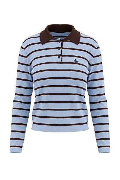 Trendyol Kollektion Blauer Premium-Garn-/Spezialgarn-gestreifter, mit Pferdem...