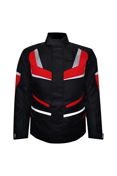 MOTOANL Motorcycle Coat Maxdura Fabric 4 Seasons Reflector Long Model Ark01 Red