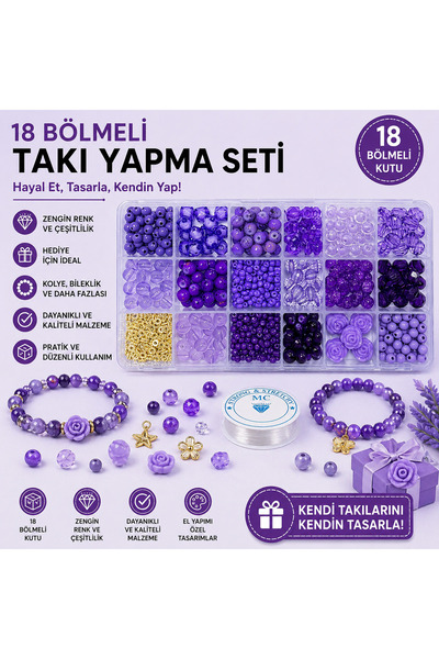 By MO Accessories Mor Lila Çocuklar İçin Takı Yapım Seti Hobi, Kendin Yap Eğl...