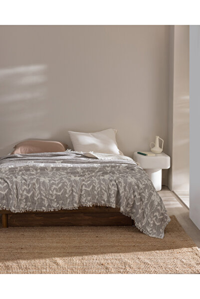 Madame Coco Fabrice Double 100% Cotton Bedspread - Mink