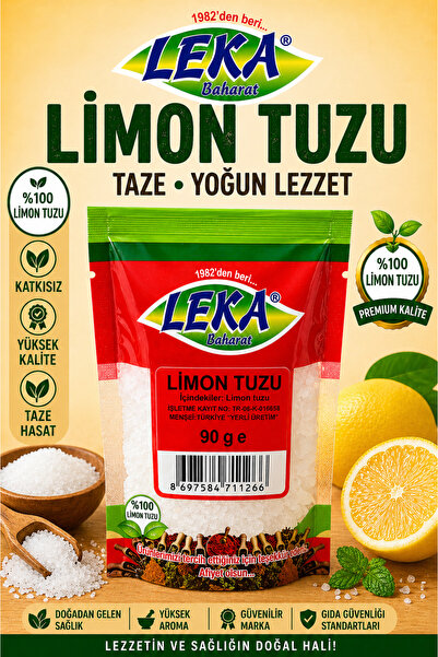 leka baharat Limon Tuzu 90 g – Gıda ve Hamur İşleri İçin Kristal Limon Tuzu