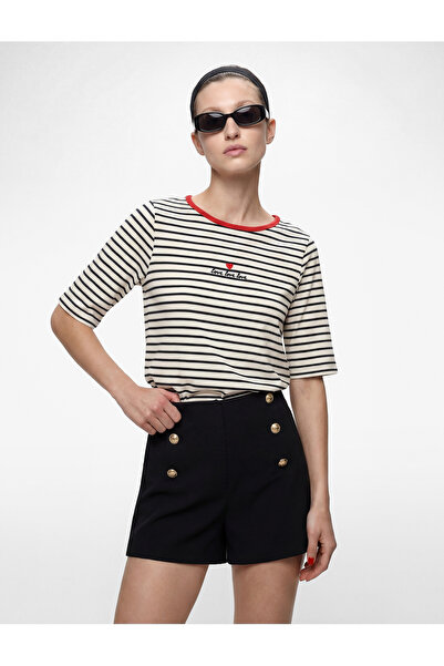 Koton Μίνι υφασμάτινο σορτς με ψηλή μέση και μεταλλικά κουμπιά