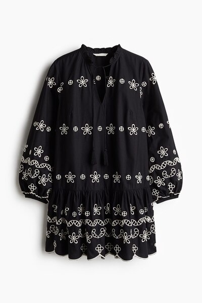H&M Nakış İşlemeli Tunik Elbise