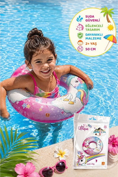 TOYFEST Unicorn Figürlü Deniz Havuz Çocuk Yüzücü Can Simidi 50 Cm