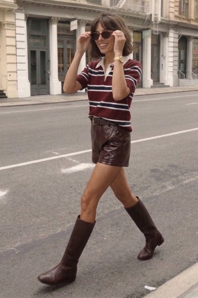 NİLİST Polo Yaka Çizgili Yumuşak Dokulu Triko - Bordo
