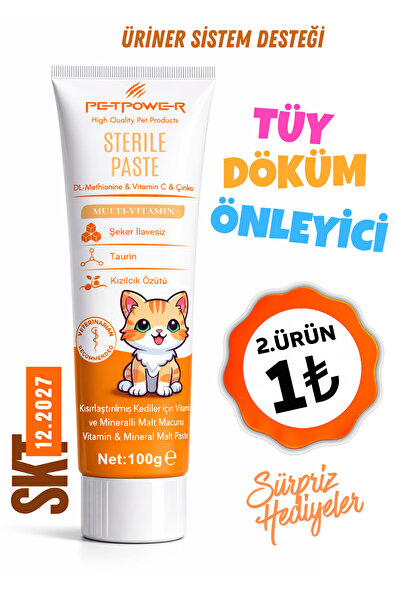 Petpower Tüy Döküm Önleyici Kedi Maltı 100 gr - Üriner Sistem Desteği, Taurin...