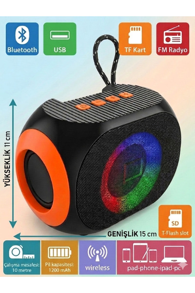 çınaroğlu avm A-718 Bluetooth, USB, AUX, TF Kart ve FM Radyo Destekli Şık RGB...