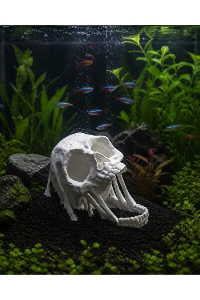 Akvaryum Dekor Kurukafa Figürü – 3D Baskı PETG – Suya Dayanıklı Dekoratif Obje (17 cm)
