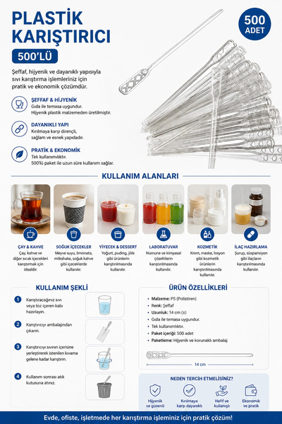Genel Markalar Plastik Karıştırıcı 500'lü