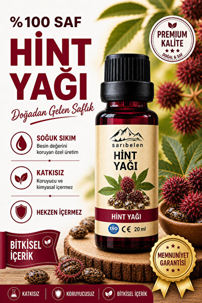 sarıbelen Hint Yağı Soğuk Sıkım 20 ml Castor Oil %100 Soğuk Sıkım