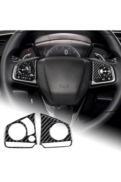 Mavi Keys Honda Civic FC5 2016- 2021 Direksiyon Düğmesi Kaplama Çerçeve Karbo...